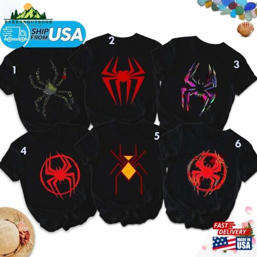 Spider Super Hero Group Shirt Logo Matching Shirts Superhero Comic Characters T-Shirt Sweatshirt Unisex