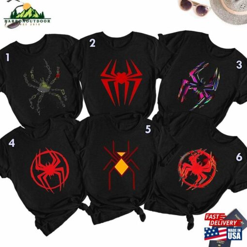 Spider Super Hero Group Shirt Logo Matching Shirts Superhero Comic Characters T-Shirt Unisex Hoodie