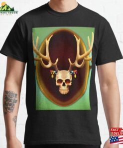 Spooky Gothic Skull And Antlers Pattern Classic T-Shirt Spooky Gothic Skull And Antlers Pattern Classic T-Shirt