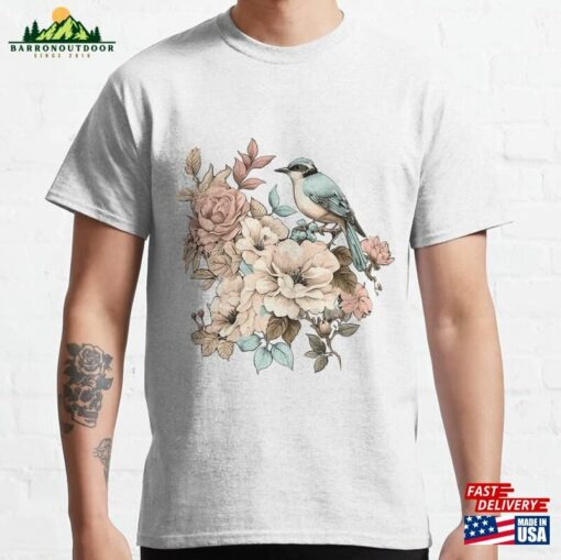 Spring Vintage Flower With Baby Bluebird Classic T-Shirt Sweatshirt