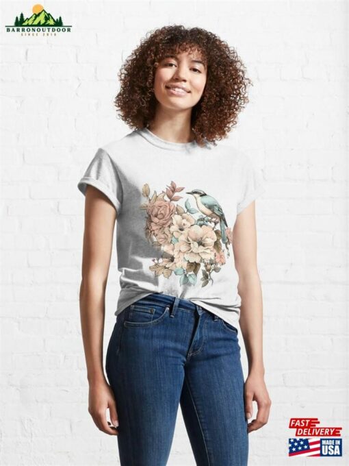 Spring Vintage Flower With Baby Bluebird Classic T-Shirt Sweatshirt