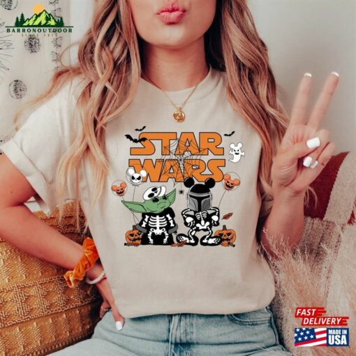 Star Wars Halloween Yoda Skeleton T-Shirt Matching Shirts Pumpkin Balloon Scary Tee Sweatshirt Classic