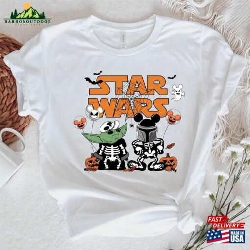 Star Wars Halloween Yoda Skeleton T-Shirt Matching Shirts Pumpkin Balloon Scary Tee Sweatshirt Classic