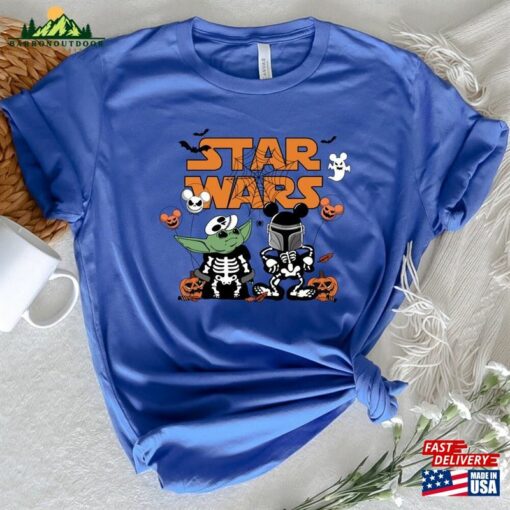 Star Wars Halloween Yoda Skeleton T-Shirt Matching Shirts Pumpkin Balloon Scary Tee Sweatshirt Classic