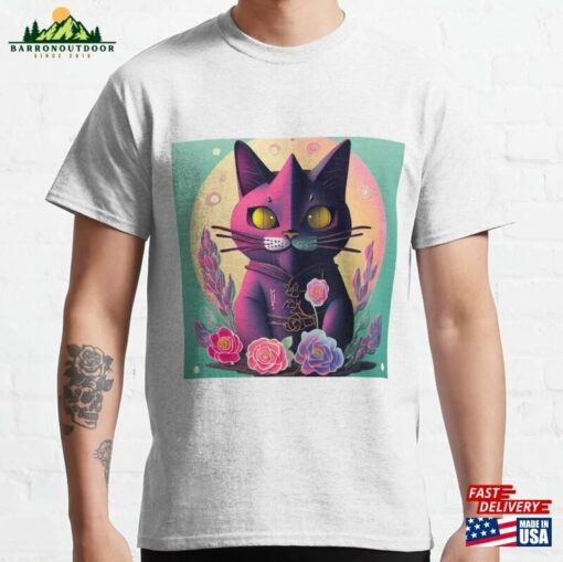 Stealthy Shadows Japanese Black Ninja Cat Classic T-Shirt