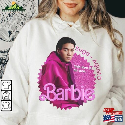 Suga Kpop Shirt Bts Sweatshirt Agust D Barbie Vintage Retro Graphic Tee Music Unisex Gifts Fan Hoodie