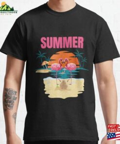 Summer Patterns With Flamingos And Pineapples Classic T-Shirt Unisex Summer Patterns With Flamingos And Pineapples Classic T-Shirt Unisex