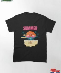 Summer Patterns With Flamingos And Pineapples Classic T-Shirt Unisex
