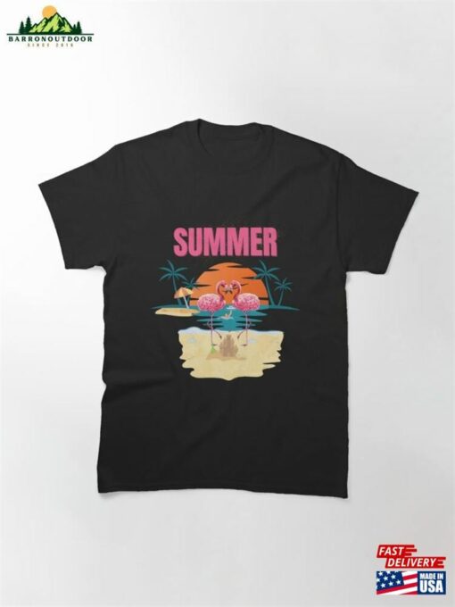 Summer Patterns With Flamingos And Pineapples Classic T-Shirt Unisex