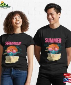 Summer Patterns With Flamingos And Pineapples Classic T Shirt Unisex 3