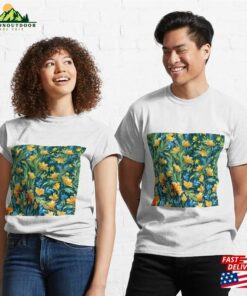 Sunny Garden Yellow Orange And Blue Floral Pattern Classic T-Shirt Hoodie Unisex