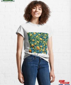 Sunny Garden Yellow Orange And Blue Floral Pattern Classic T-Shirt Hoodie Unisex 3 Sunny Garden Yellow Orange And Blue Floral Pattern Classic T Shirt Hoodie Unisex 4