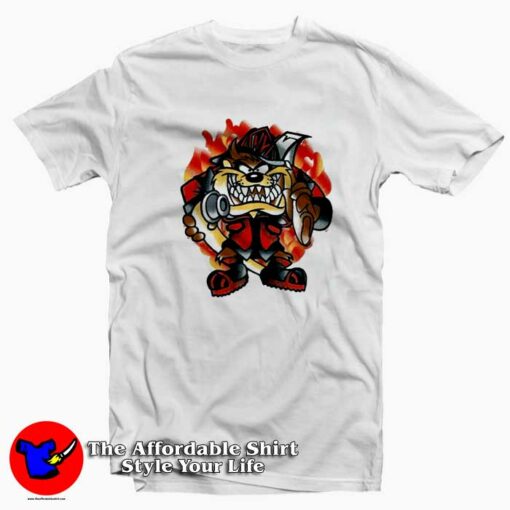 Taz Firefighter Looney Tunes Vintage Unisex T-shirt On Sale