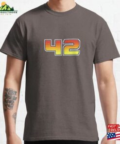 The Answer Is 42 Pixel Font Forty Two In Red Orange And Yellow Classic T-Shirt