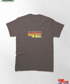 The Answer Is 42 Pixel Font Forty Two In Red Orange And Yellow Classic T-Shirt