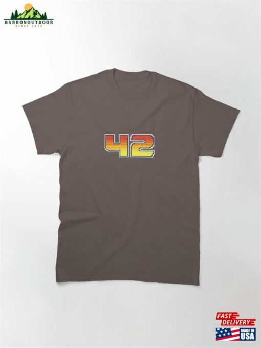 The Answer Is 42 Pixel Font Forty Two In Red Orange And Yellow Classic T-Shirt