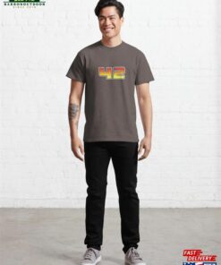 The Answer Is 42 Pixel Font Forty Two In Red Orange And Yellow Classic T Shirt 4
