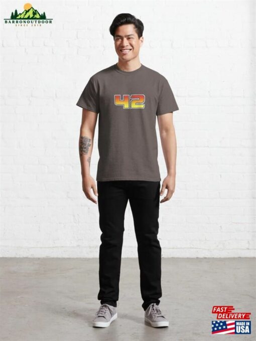 The Answer Is 42 Pixel Font Forty Two In Red Orange And Yellow Classic T-Shirt