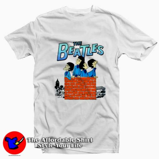 The Beatles Cartoon On The Roof Graphic T-Shirt On Sale