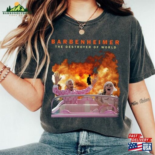 The Destroy Of World Barbenheimer Shirt Barbie Vs Oppenheimer Unisex T-Shirt