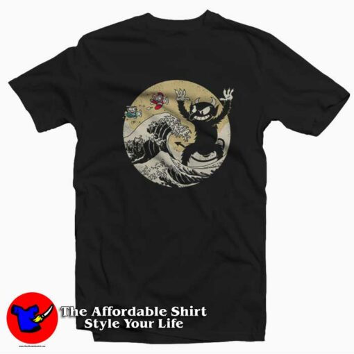 The Great Wave off Kanagawa x Cuphead Unisex T-shirt On Sale