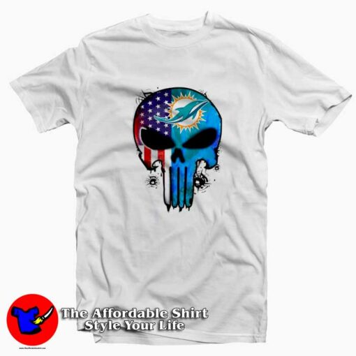 The Punisher Skull American Flag Miami Dolphins T-Shirt On Sale