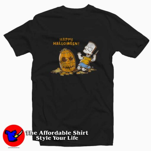 The Simpsons Bart Carves A Homer Pumpkin T-shirt On Sale