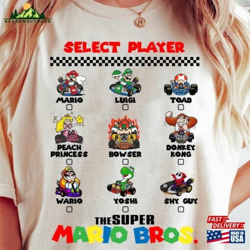 The Super Mario Bros 2023 Shirt Select Player Character T-Shirt Classic