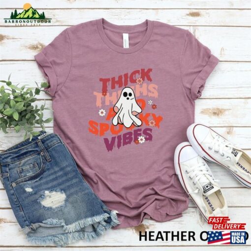 Thick Thighs Spooky Vibes Shirt Funny Halloween Sweatshirt T-Shirt