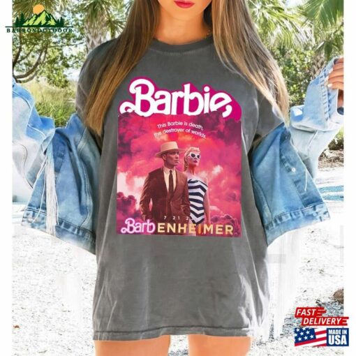 This Barbie Destroye The World Barbenheimer 72123 Comfort Colors Shirt Oppenheimer Pink T-Shirt Sweatshirt