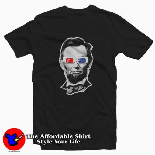 Threadrock Abraham Lincoln 3D Glasses T-shirt On Sale