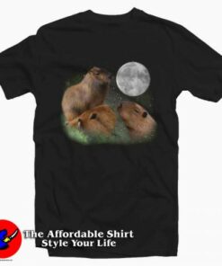 Three Capybara Moon Cute Unisex T-Shirt On Sale