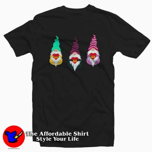 Three Gnomes Holding Hearts T-Shirt Valentine’s Day Gift