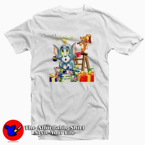 Tom Jerry Cartoon Vintage Christmas T-shirt On Sale