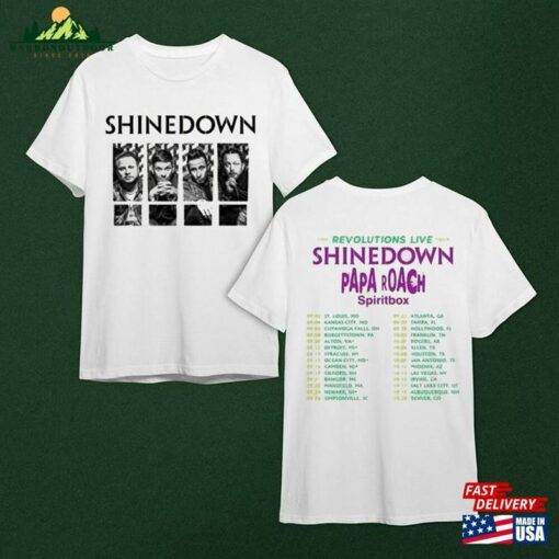 Tour 2023 Shinedown T-Shirt Band Graphic Shirt The Revolutions Live Rock Music Concert Hoodie