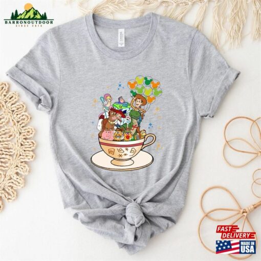 Toy Story Characters Tea Cup Shirt Tee T-Shirt Disney Balloon Classic Hoodie