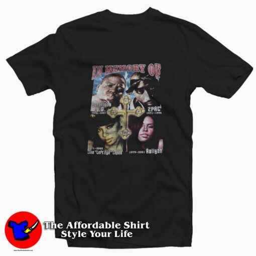 Tupac Biggie Aaliyah Left Eye Vintage T-shirt On Sale