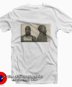 Tupac Shakur Original Prison Mugshot Graphic T Shirt On Sale 1