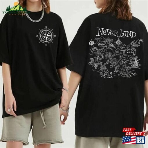 Two Sided Disney Peter Pan Neverland Map Shirt Movie T-Shirt Sweatshirt