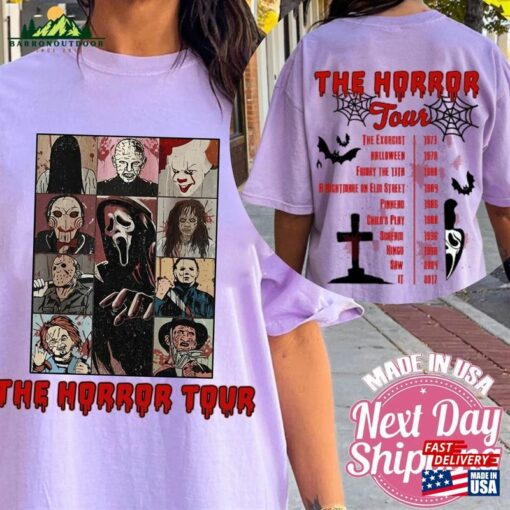 Two Sided Vintage Halloween Characters The Horror Tour Shirt T-Shirt Sweatshirt