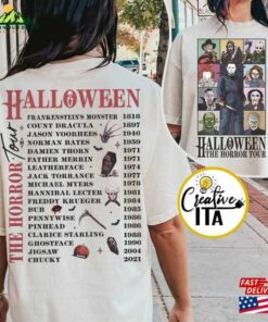 Two Sided Vintage Halloween Characters The Horror Tour Shirt Universal Studios Nights 2023 Classic Unisex 3