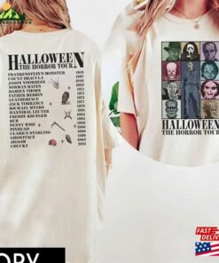 Two Sided Vintage Halloween Characters The Horror Tour Shirt Universal Studios Nights 2023 Sweatshirt Unisex
