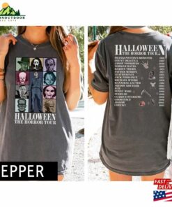 Two Sided Vintage Halloween Characters The Horror Tour Shirt Universal Studios Nights 2023 Sweatshirt Unisex