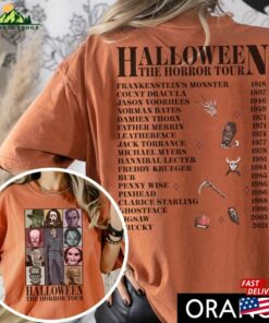Two Sided Vintage Halloween Characters The Horror Tour Shirt Universal Studios Nights 2023 Sweatshirt Unisex 4