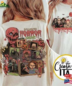 Two Sided Vintage Universal Studios Halloween Horror Nights 2023 Shirt Movie Character Costume T-Shirt Sweatshirt