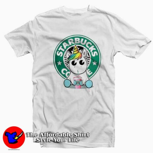 Unicorn Drink Coffee On Starbuck Unisex T-shirt On Sale