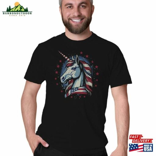 Unicorn Head Stars Stripes Shirt Unisex Graphic Tee T-Shirt Sweatshirt