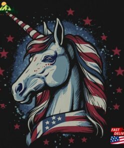 Unicorn Head Stars Stripes Shirt Unisex Graphic Tee T-Shirt Sweatshirt
