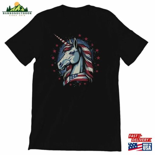 Unicorn Head Stars Stripes Shirt Unisex Graphic Tee T-Shirt Sweatshirt