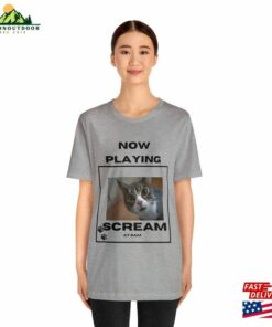 Unisex Jersey Short Sleeve Tee Funny Halloween Scream Cat T-Shirt Classic Sweatshirt
